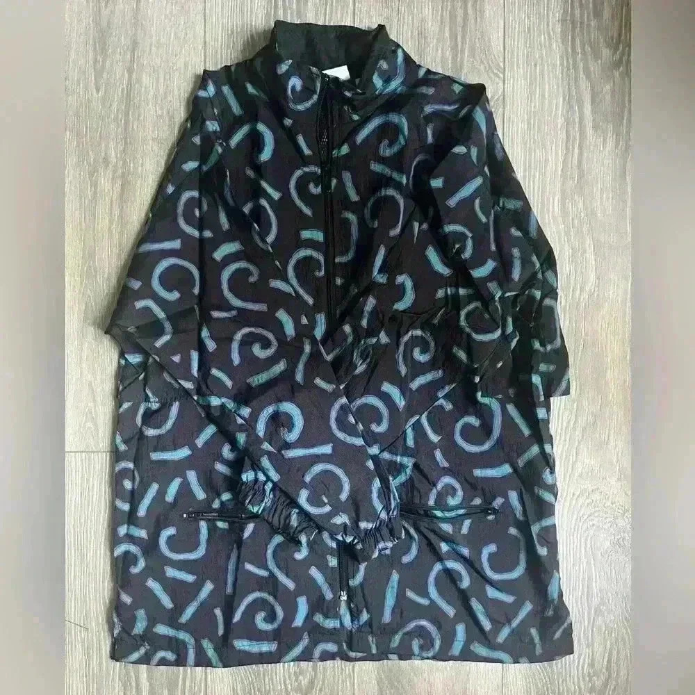 Vintage Reebok Windbreaker 90s Black Purple Teal Size M